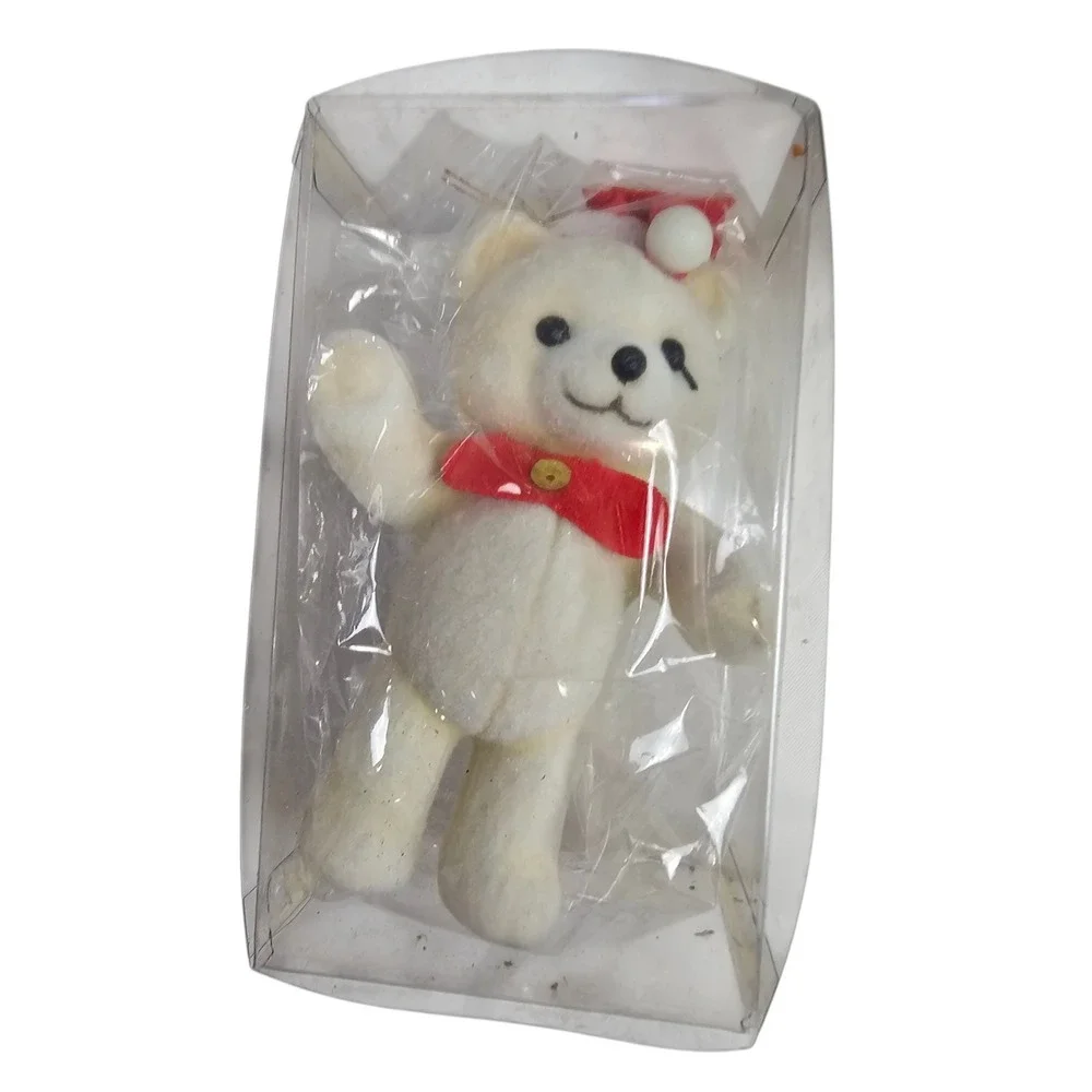 Lot of 15‎ Vtg Style Flocked Teddy Bear Christmas Ornaments Individually Boxed